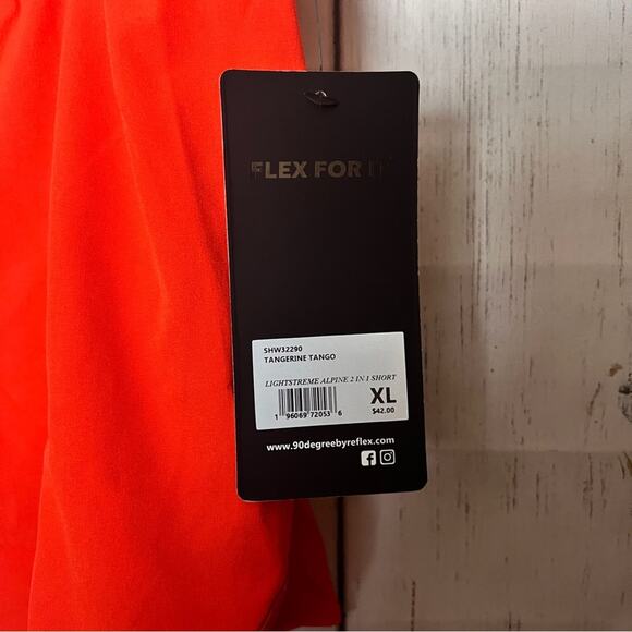 90 Degrees Orange Drawstring  Athletic Sporty Running Two Layer Shorts Sz XL NWT - Picture 7 of 11